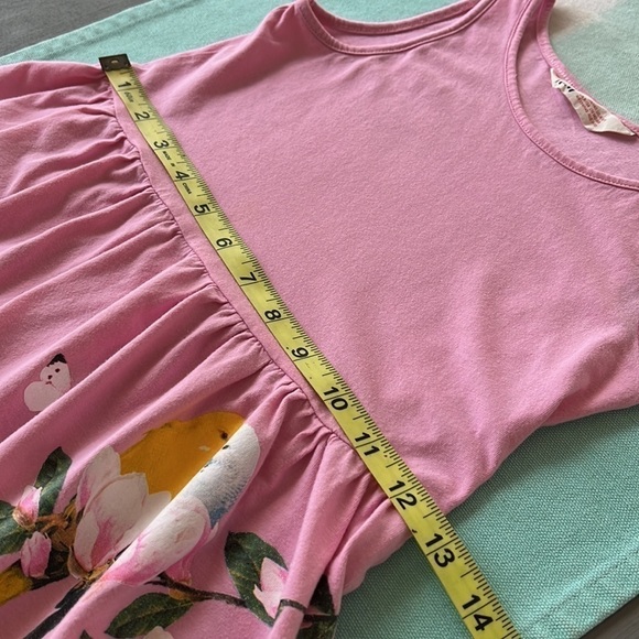 H&M Girls Pink Sleeveless Sundress Dog Cat Bird Floral Graphic 8/10Y - Picture 10 of 11